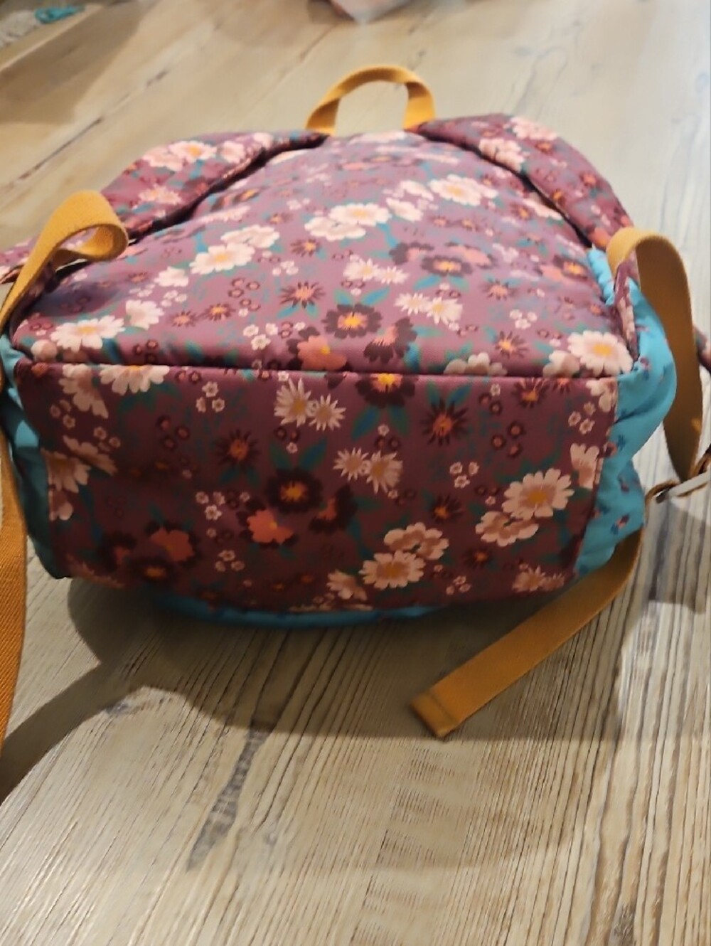 Matilda Jane Floral Kids Backpack in Mauve & Teal with Rainbow Trim - Picture 8 of 8